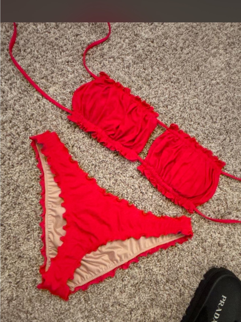 Target Red Ruffle Bandeau Bikini Set